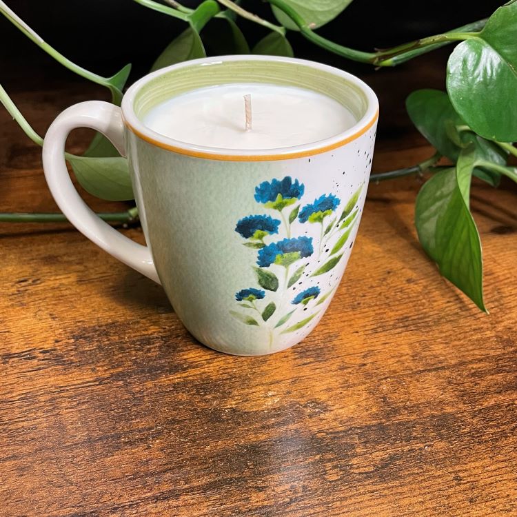 Oliva Corona Blue Flower Mug Candle | Sunshine