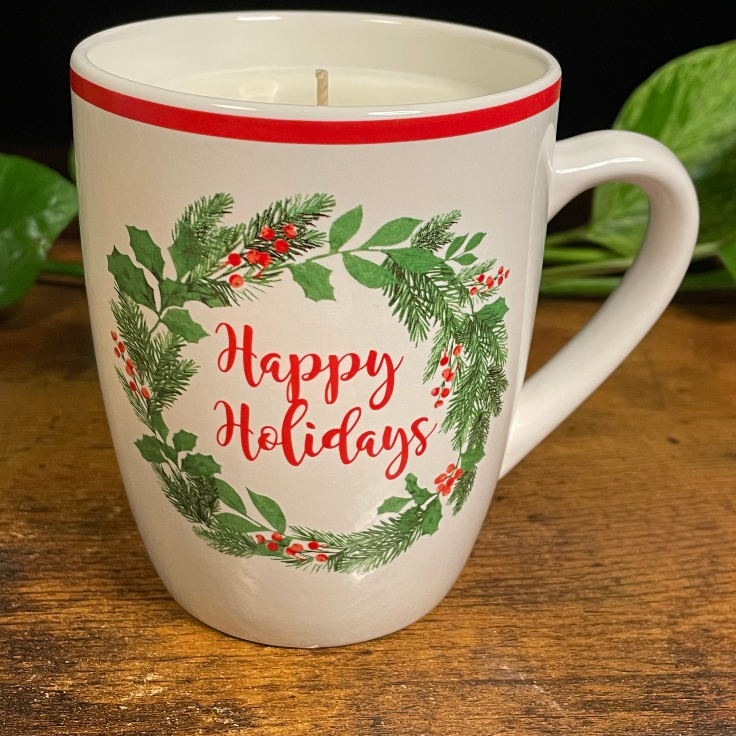 Royal Norfolk Happy Holidays Mug Candle | Mistletoe