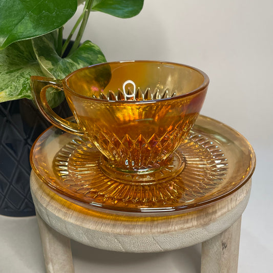 Jeannette Marigold Carnival Glass Teacup Candle | 3.5 oz.
