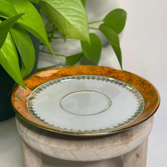 Vintage Bavaria Orange Rim Custom Teacup Candle | 5 oz.