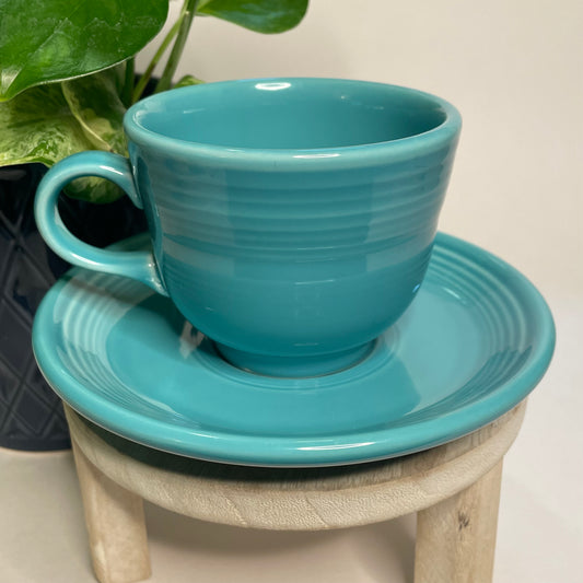 Vintage Fiestaware Homer Laughlin Teal Custom Teacup Candle | 5.5 oz.