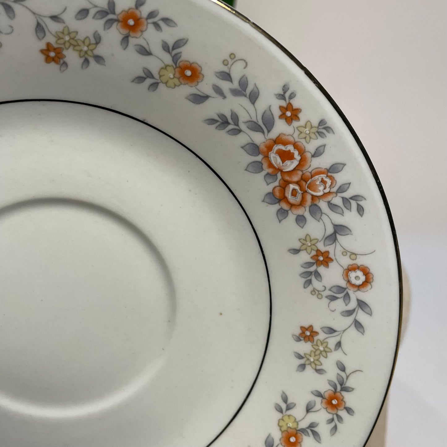 FTDA 1987 Vintage Orange Floral Custom Teacup Candle | 6 oz.