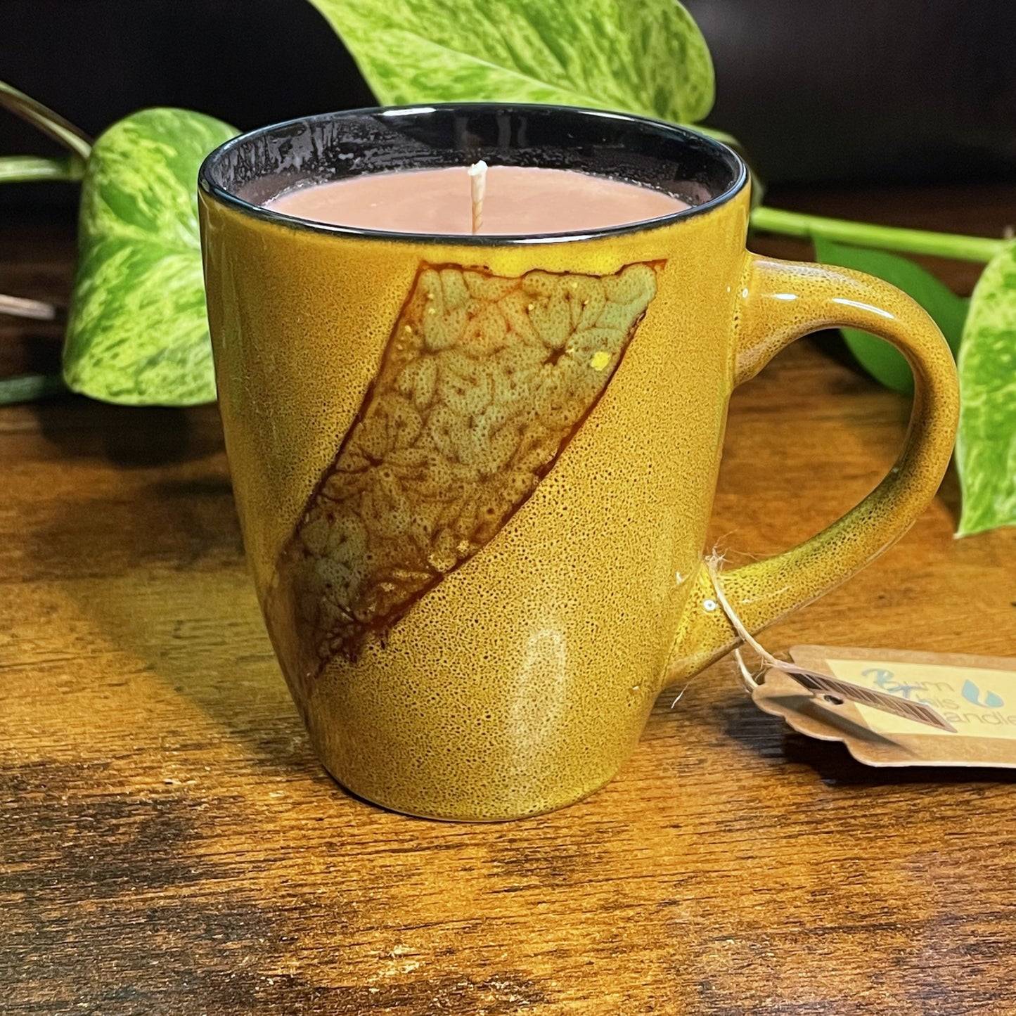 Treo Green Pattern Mug Candle | Butterscotch & Bourbon