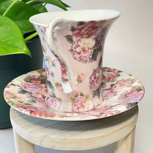 Floral with Rim Handle Custom Teacup Candle | 6.5 oz.