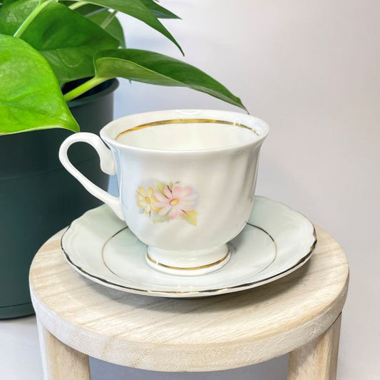 Hitkari Potteries Delicate Floral Custom Teacup Candle | 3.5 oz.