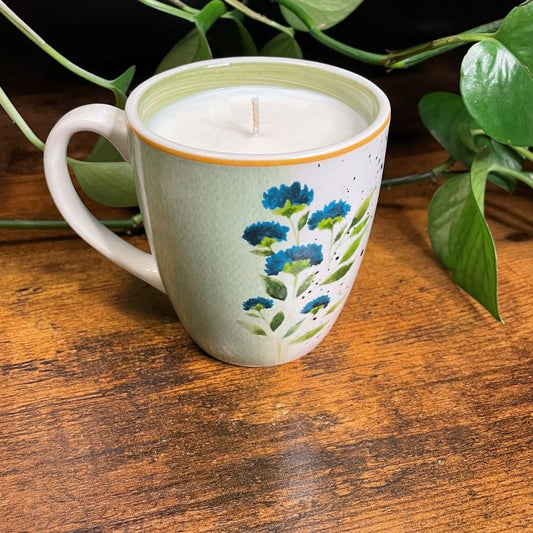 Oliva Corona Blue Flower Mug Candle | Sunshine