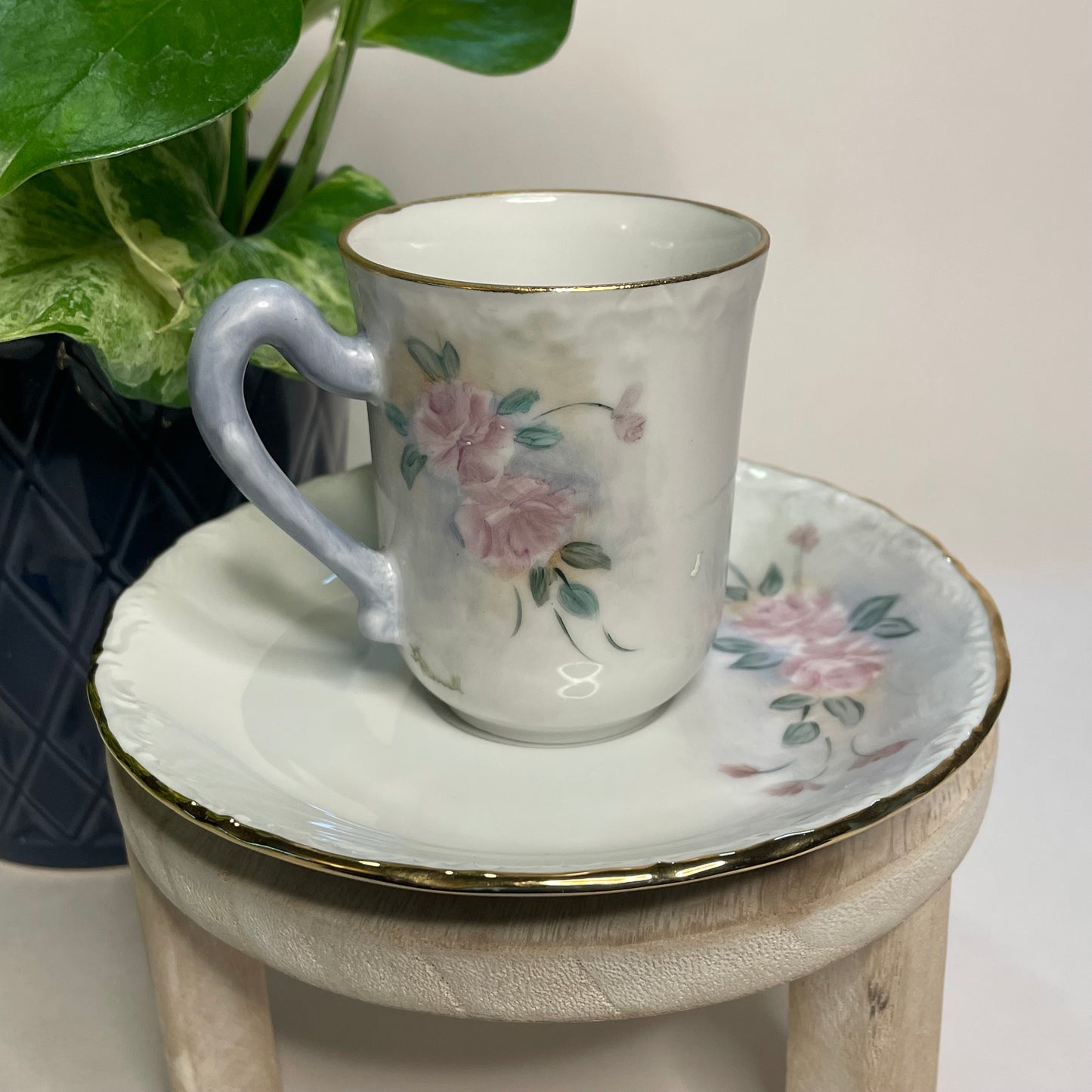 Small Pink Floral Custom Teacup Candle | 3.5 oz.