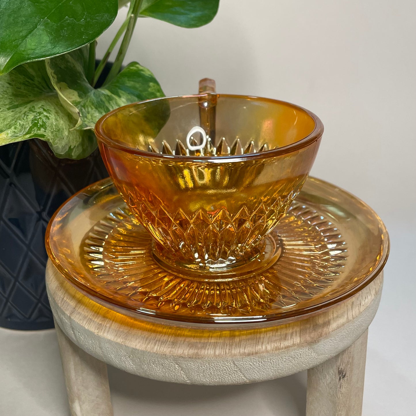 Jeannette Marigold Carnival Glass Teacup Candle | 3.5 oz.