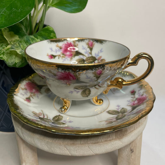 Gilded Roses Footed Custom Teacup Candle | 4 oz.