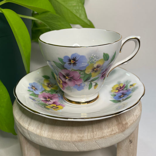 Royal Kendal Multicolored Violets Custom Teacup Candle | 4.75 oz.