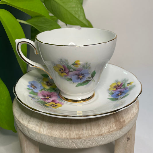 Royal Kendal Multicolored Violets Custom Teacup Candle | 4.75 oz.