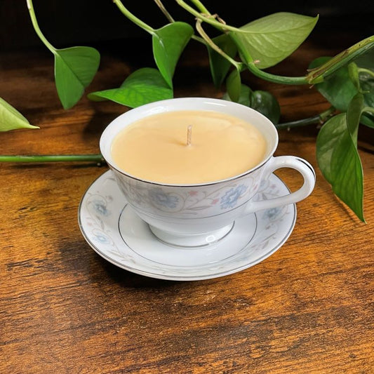 English Garden 1221 Series Teacup Candle | Cashmere Glow