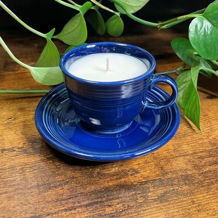 Fiestaware Homer Laughlin Blue Teacup Candle | Various Scents