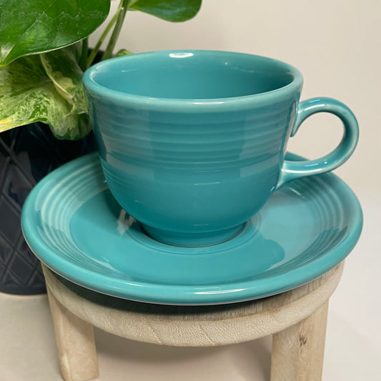 Vintage Fiestaware Homer Laughlin Teal Custom Teacup Candle | 5.5 oz.