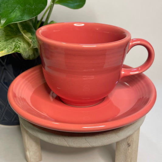 Vintage Fiestaware Homer Laughlin Coral Custom Teacup Candle | 5.5 oz.