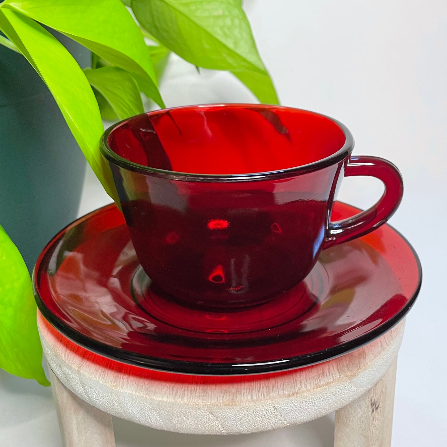 Anchor Hocking Ruby Red Glass Teacup Candle | 5.5 oz.