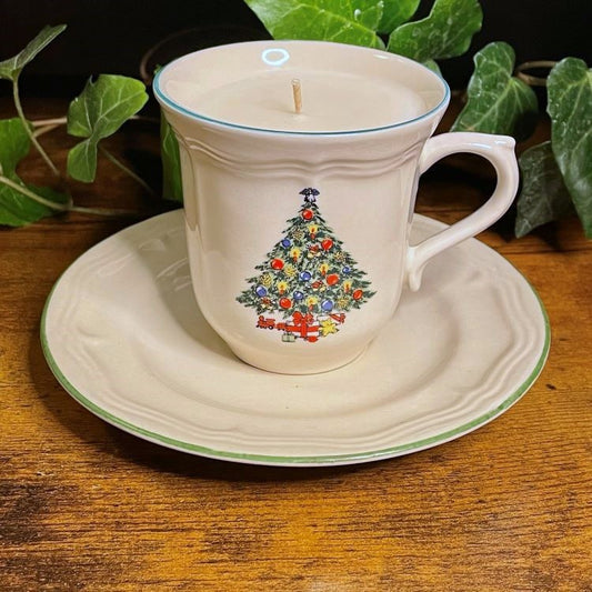 Lit-Up Christmas Tree Teacup Candle | Christmas Hearth