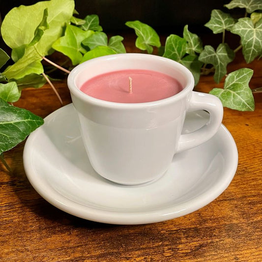 6 oz. William-Sonoma White Teacup Candle | Pomegranate Cider