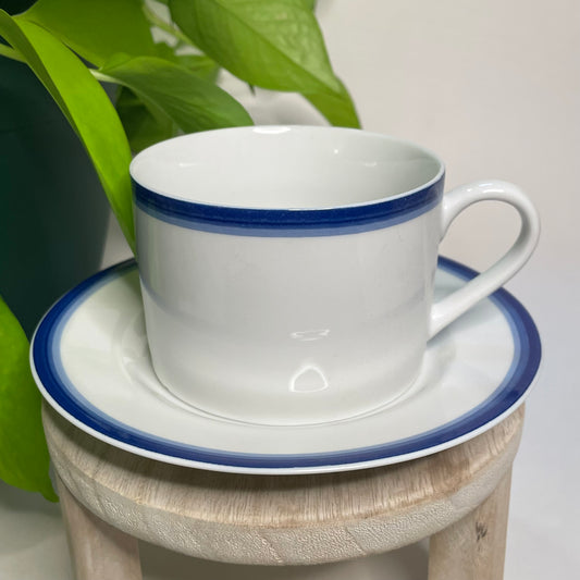 Crate & Barrel Blue Rim Custom Teacup Candle | 6 oz.