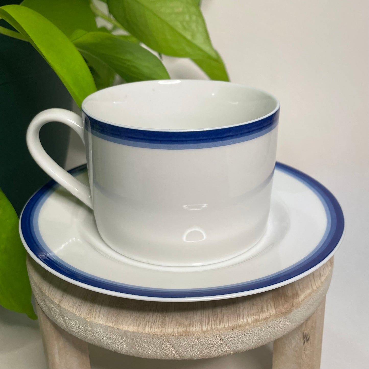 Crate & Barrel Blue Rim Custom Teacup Candle | 6 oz.
