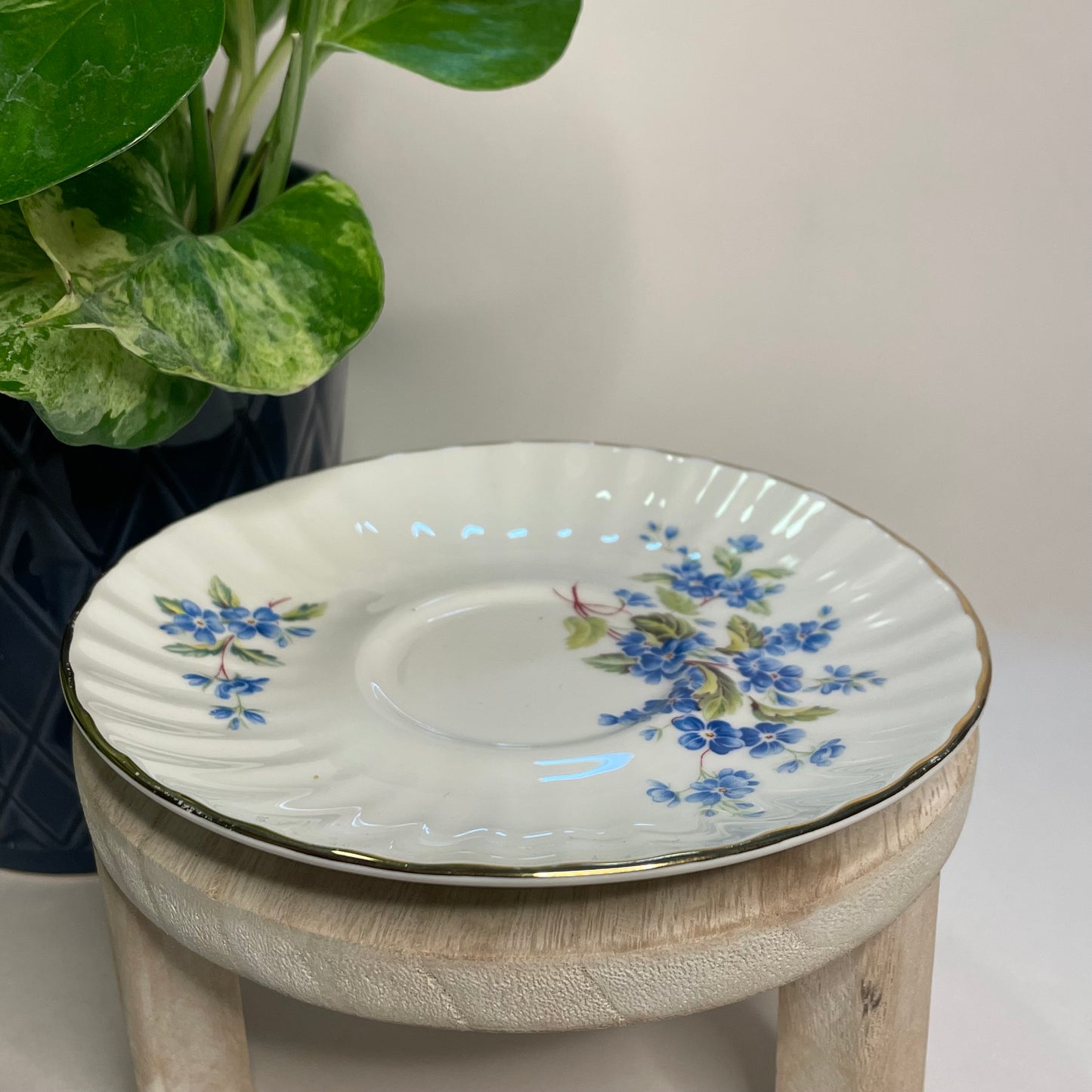 Vintage Golden Crown Forget-Me-Nots Custom Teacup Candle | 6 oz.
