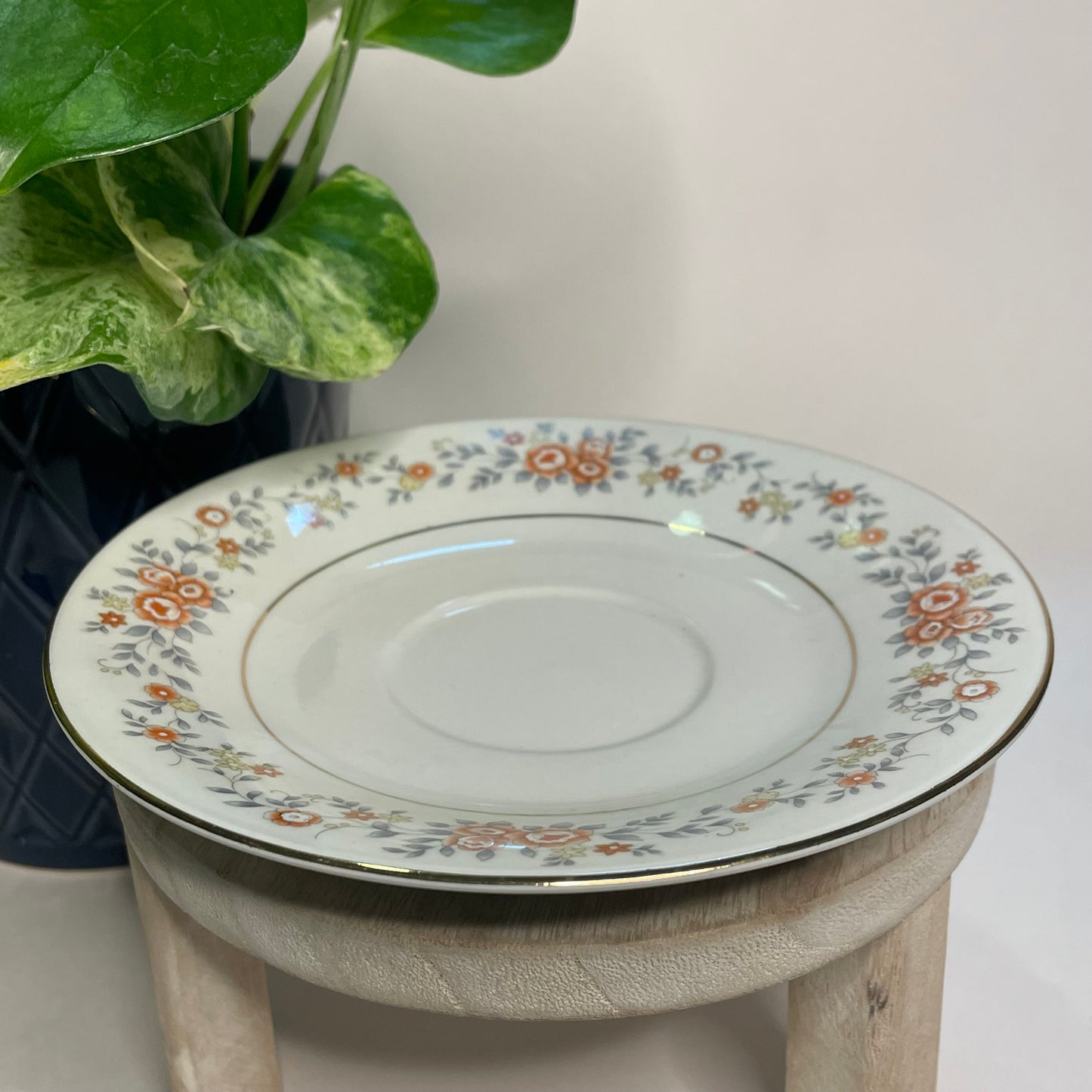 FTDA 1987 Vintage Orange Floral Custom Teacup Candle | 6 oz.