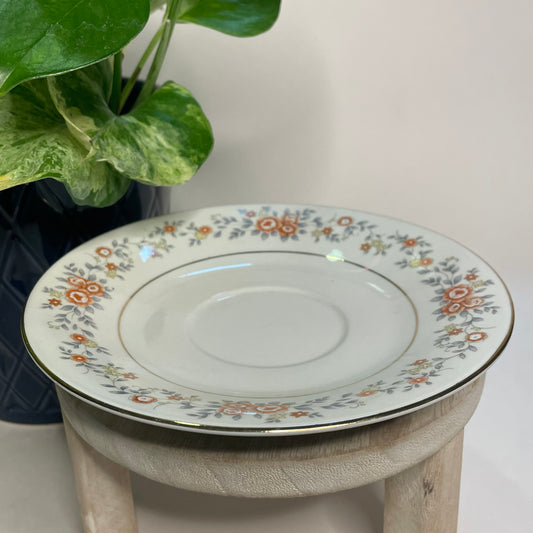 FTDA 1987 Vintage Orange Floral Custom Teacup Candle | 6 oz.