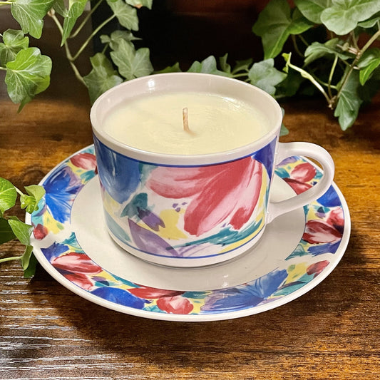 Lynns Stoneware Floral Teacup Candle | Various Fragrances