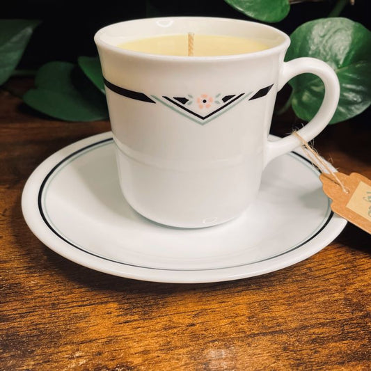 Corelle Zenith Pattern Teacup Candle | Lemon Pound Cake