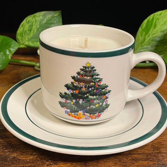 Christmas Tree Teacup Candle | Mistletoe