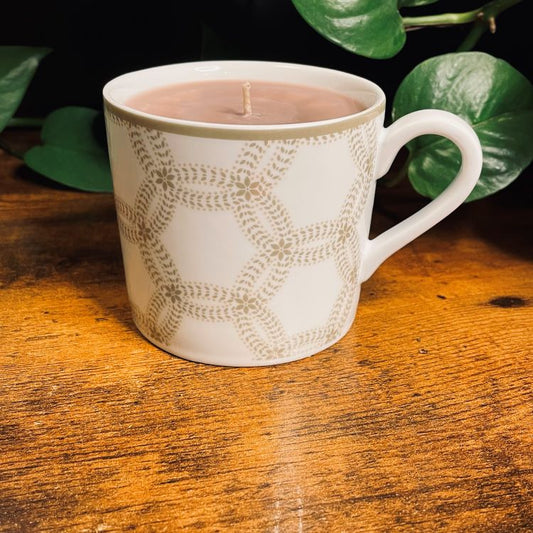 White & Khaki Coffee Mug Candle | Various Fragrances