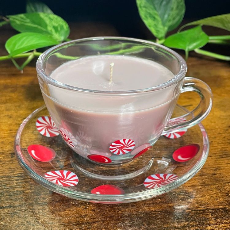 Starbucks Christmas Peppermint Candy Teacup Candle | Peppermint Mocha