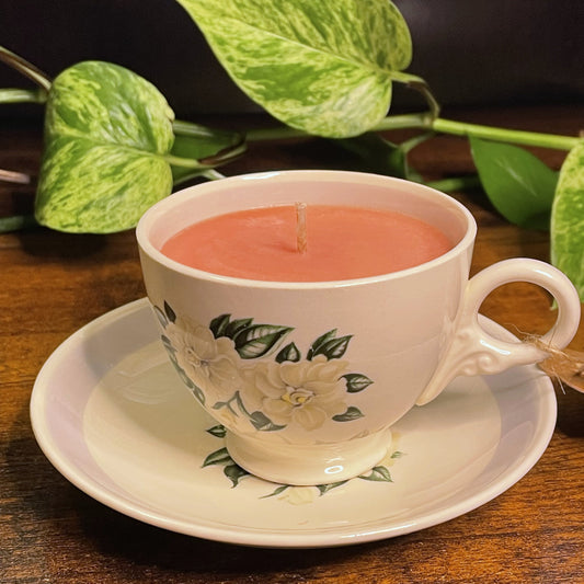 Homer Laughlin Eggshell Nautilus Teacup Candle | Water Mint & Clementine