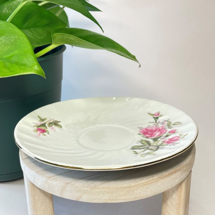 Pink Rose With Gold Rim Custom Teacup Candle | 4.5 oz.