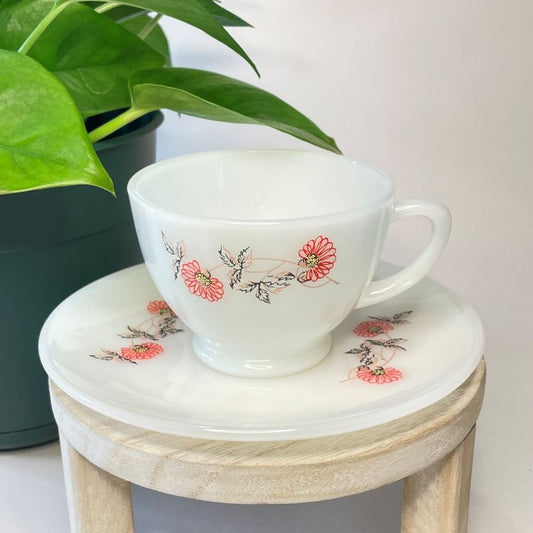 Vintage Fire King Anchor Hocking Fleurette Milk Glass Custom Teacup Candle | 4 oz.