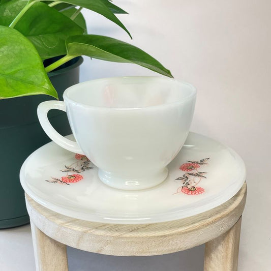 Vintage Fire King Anchor Hocking Fleurette Milk Glass Custom Teacup Candle | 4 oz.