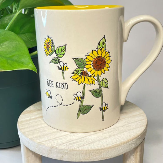 "Bee Kind" Sunflower Custom Mug Candle | 18 oz.