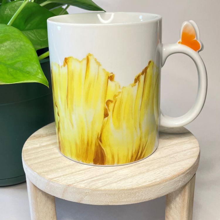 Butterfly and Flower Custom Coffee Mug Candle | 13 oz.