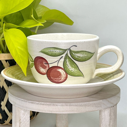 Vintage Franciscan Earthenware Cherries Teacup Candle